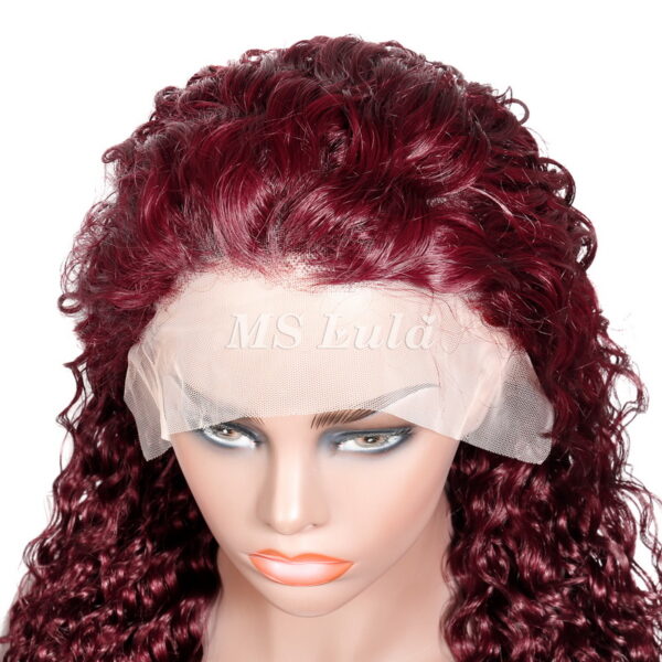 Burgundy Color #99j Human Hair Water Wave 13X4 Lace Front Wigs - Image 8